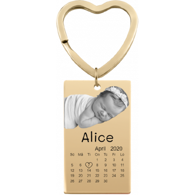 Nyckelring med Ingraverat Foto, Text och Kalender