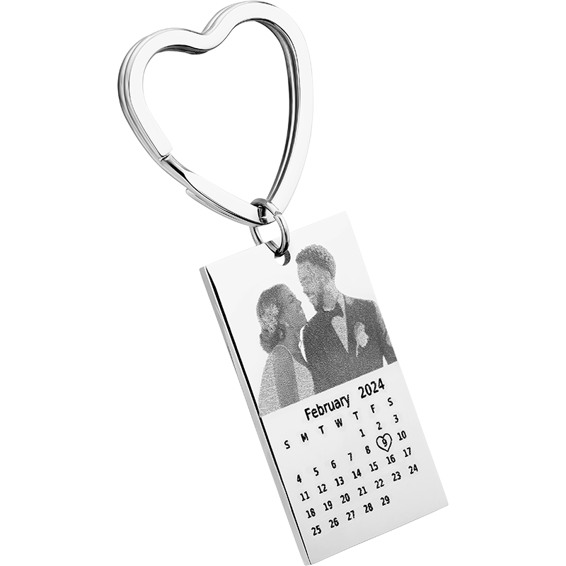 Nyckelring med Ingraverat Foto och Kalender