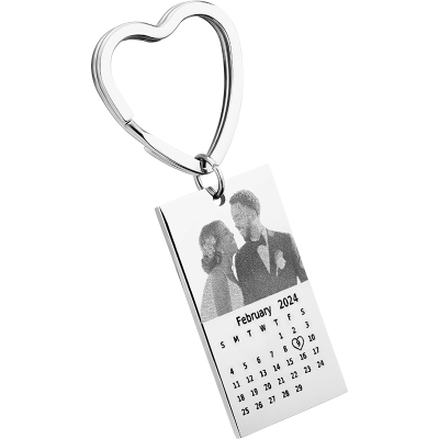 Nyckelring med Ingraverat Foto och Kalender