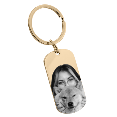 Ingraverad Nyckelring med Hund- eller Kattfoto...