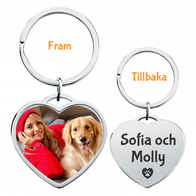 Personlig Lyxnyckelring i Hjärta med Hund-...