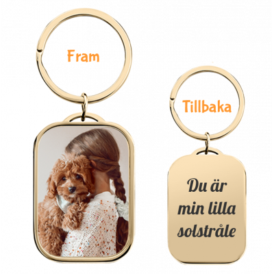 Personlig Lyxnyckelring i Rektangel med Hund-...