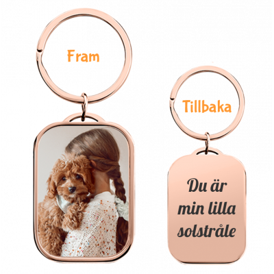 Personlig Lyxnyckelring i Rektangel med Hund-...