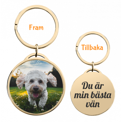 Personlig Lyxnyckelring i Cirkel med Hund-...