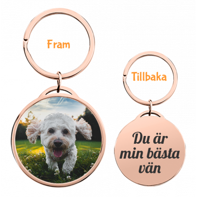 Personlig Lyxnyckelring i Cirkel med Hund-...