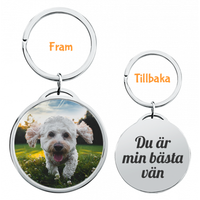 Personlig Lyxnyckelring i Cirkel med Hund-...