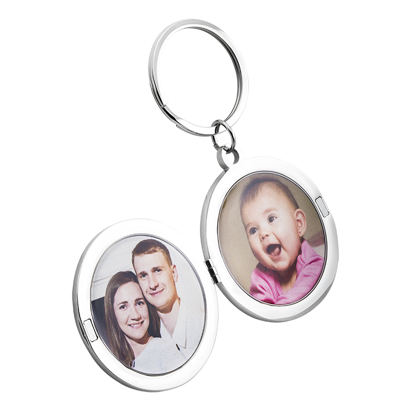 Personligt Fotomedaljong-Nyckelring för Mamma med Barnens Namn & Datum