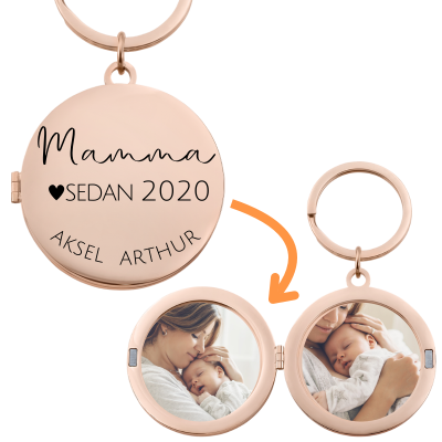 Personligt Fotomedaljong-Nyckelring för Mamma...
