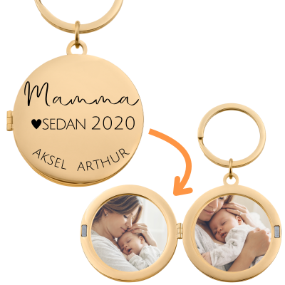 Personligt Fotomedaljong-Nyckelring för Mamma...