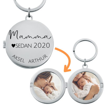 Personligt Fotomedaljong-Nyckelring för Mamma...