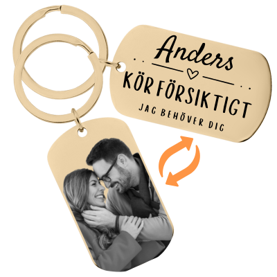 Personligt Graverad "Kör Försiktigt" Nyckelring...