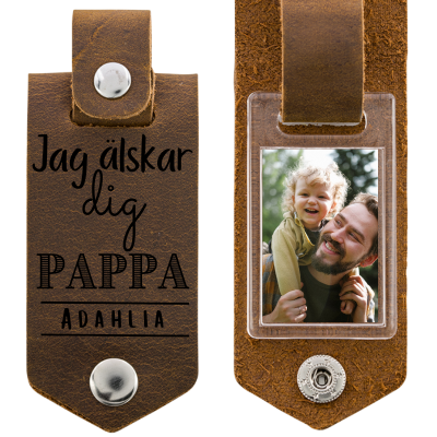 Personlig Fotoram-Nyckelring i äkta Läder för...