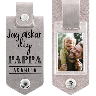 Personlig Fotoram-Nyckelring i äkta Läder för...