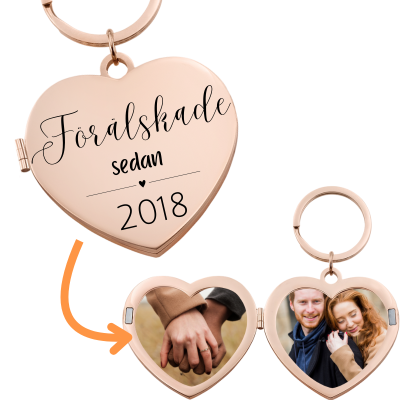 Personlig Par-Locket Nyckelring med Foton och...