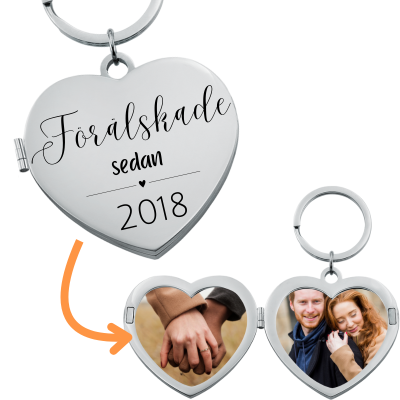 Personlig Par-Locket Nyckelring med Foton och...